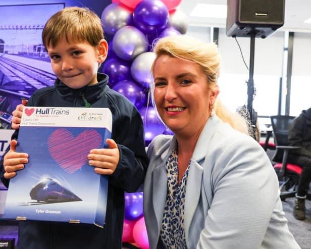 Six-year-old Tyler Grannon meets Shadow Transport Secretary Louise Haigh