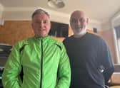 Charity runners Chris Hone (left) with Michael Hart (right).