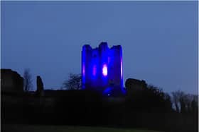 Conisbrough Castle was lit up in blue to honour the town's poorly youngsters.