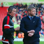 Grant McCann and his assistant Cliff Byrne during his first spell in charge of Doncaster Rovers.