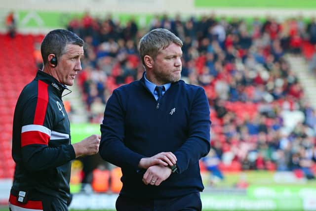 Grant McCann and his assistant Cliff Byrne during his first spell in charge of Doncaster Rovers.