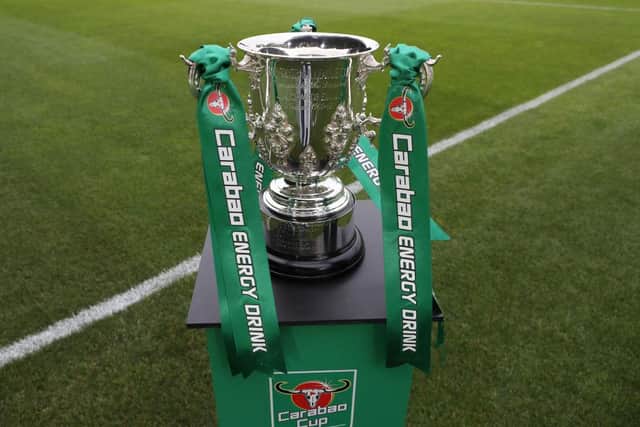 Carabao Cup trophy. Photo by Catherine Ivill/Getty Images