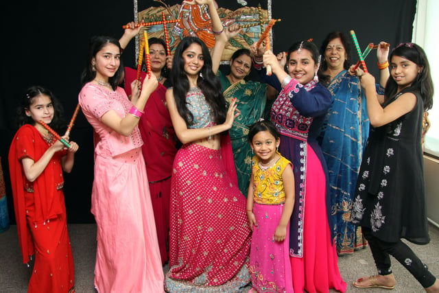 Chloe Khurana, Sita Khurana, Tara Sahu, Sara Sahu, Sanjukta Sahu, Rani Sahu, Shradha Mishra, Sushri Wells, Ankita Paul preview their Diwali dance at Chesterfield Asian Centre in 2010.