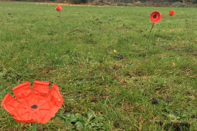 Poppies created by pupils at St Francis Xavier Catholic Primary School