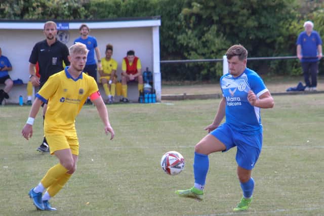 Action from Armthorpe Welfare’s win over Staveley Miners Welfare. Picture: Steve Pennock