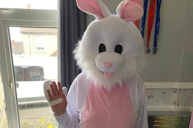 Claire Simpson in ready for her bunny run
