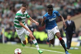 Joe Dodoo, pictured in action for Rangers against Celtic in 2017. Photo by Ian MacNicol/Getty Images