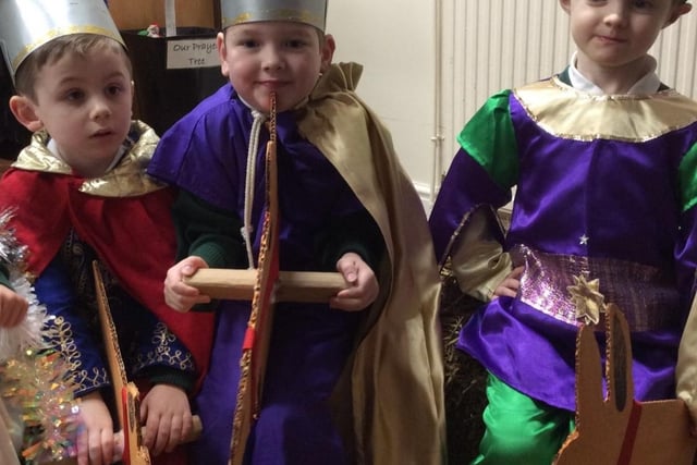 The three kings at the Kettleshulme Primary School nativity