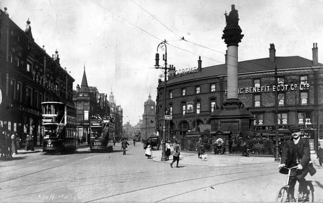 Moorhead looking towards St. Paul's Church, Pinstone Street, c. 1920s