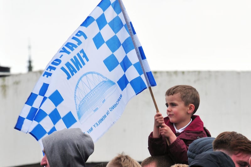 Pools managed to miss out on a Wembley play-off final once again, despite what this flag suggests!