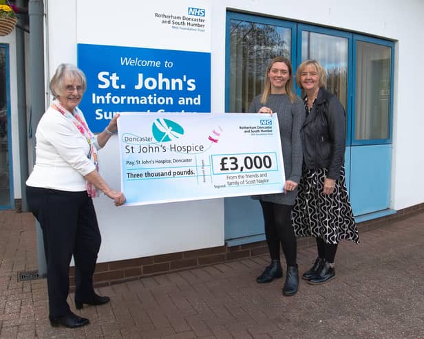 St John’s Hospice Fundraiser Maureen Harwood is pictured with Amy Naylor and Mum Kay Cooper.