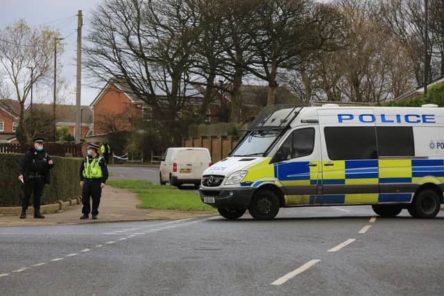 Police were called at around 8.55am this morning to reports that a suspected WW2 explosive device had been discovered in the garden of a property on Ashleigh Avenue in Sheffield, close to Ridgeway Road. Picture: Chris Etchells