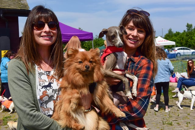 Helen and Katherine Inch of Thornley with with Flyn and Bobby at the 2018 Dogs Day Out.