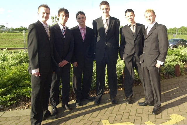 Edlington Year 11 school prom at Doncaster Rugby Club. Pictured left to right,  Nicholas Quinn, Joel Machin, Thomas Richards, Matthew Davies, Ross Sinclair, Ben Edwards, November 2000