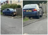 The driver of the BMW fled after smashing into a garden in Doncaster.