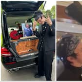 Yungblud paid a rock and roll tribute to late grandad Rick Harrison by drinking beer from his old cowboy boots at his funeral. (Photo/video: Yungblud/Twitter).