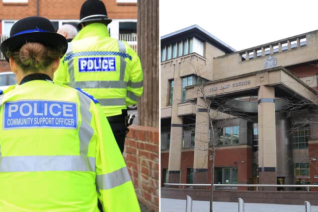 Sheffield Crown Court, pictured, heard how a thug has been jailed after he was involved in an armed gang attack on a passing motorist.