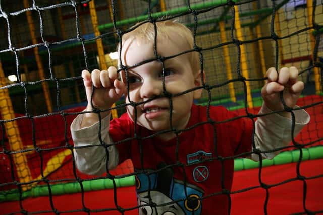 PLAY TIME: Alexei Burke-Lejeune, two, tries out the facilities at Astrabound. Picture: Chris Bull D7206CB.