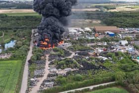 Black plumes of smoke from the fire in Ranskill, Nottinghamshire have been seen across South Yorkshire tonight