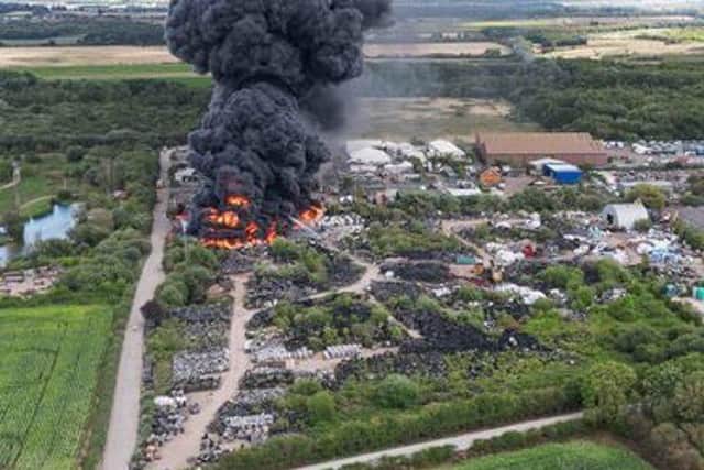 Black plumes of smoke from the fire in Ranskill, Nottinghamshire have been seen across South Yorkshire tonight