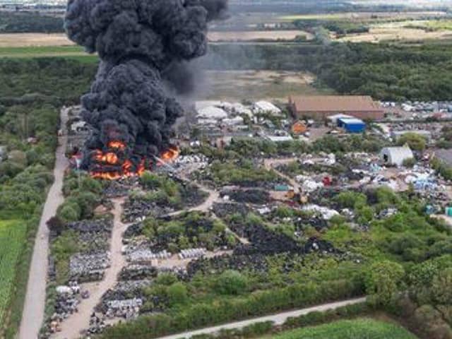 Black plumes of smoke from the fire in Ranskill, Nottinghamshire have been seen across South Yorkshire tonight