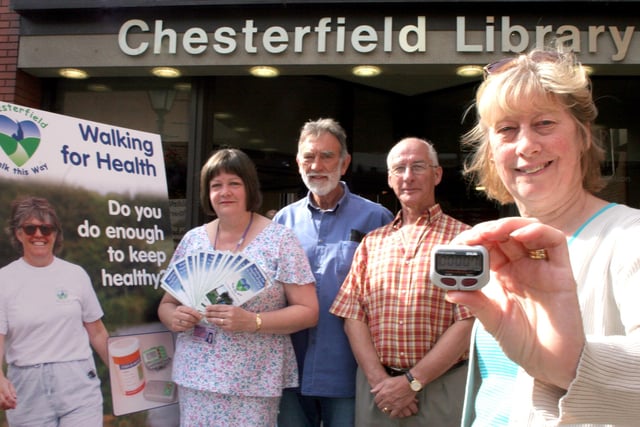 Janet Scott, senior Librarian Chesterfield Library, Terry Silvers, chairman, Philip Arrandale, trainaing officer, and Molly Carter publicity officer in 2007