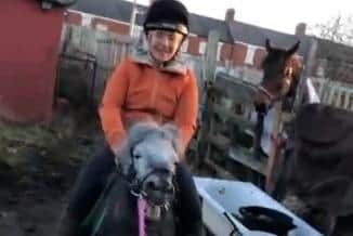 Lucy Melrose was filmed riding a lame Shetland pony.