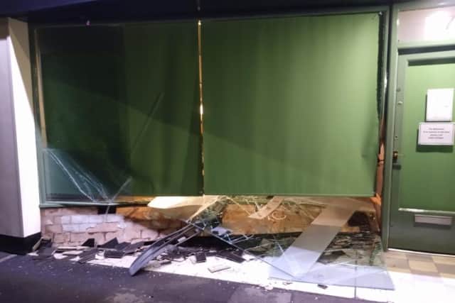 The  Doncaster Tap after a car crashed through the frontage in the early hours of Sunday