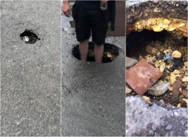 The hole in Balby has gone from a few inches across to a huge hole deep enough to stand in.