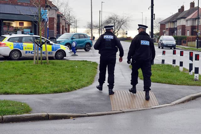 Police officers on patrol in Sheffield