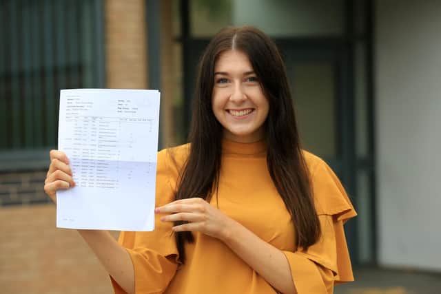 A-Level results day at Don Valley School, Jossey Lane, Scawthorpe. Pictured is Amie Scholes.