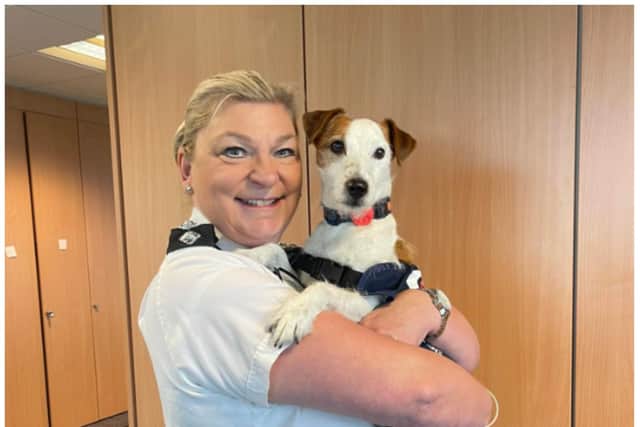 Chief Inspector Jayne Forrest with Buddy.