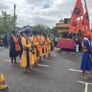 The colourful parade marks the Sikh celebration of Vaisakhi.