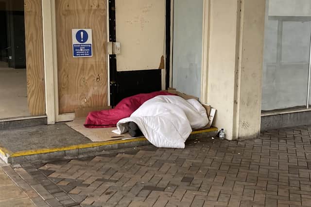 Rough sleepers along Kingsgate in Waterdale, Doncaster town centre. Credit: George Torr/LDRS