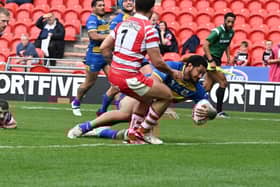 Pauli Pauli in action for the Dons. Picture via @Doncaster_RLFC