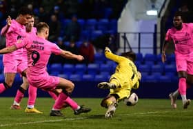 George Miller is thwarted in Doncaster Rovers' 3-0 Boxing Day defeat to Tranmere Rovers.