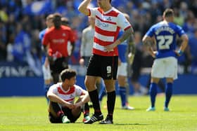 A disappointed Chris Brown after Rovers were relegated at Leicester City