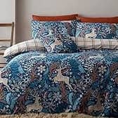 Winter Stags Blue Double Reversible Duvet Cover Bedding Set.