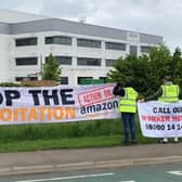 The Unite demonstration  at Amazon on Watervole Way today