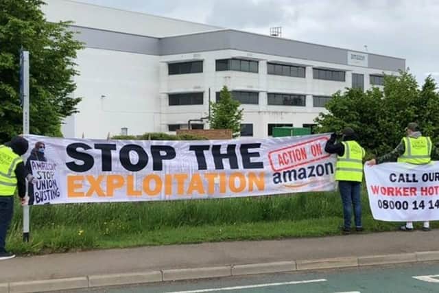 The Unite demonstration  at Amazon on Watervole Way today