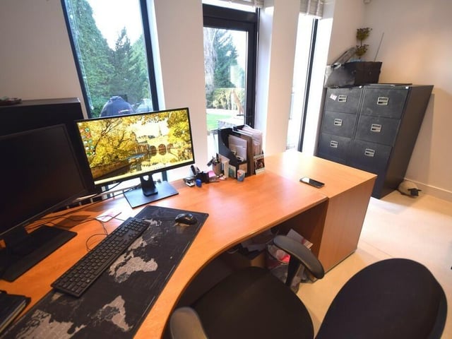 A study or home office with outside access.