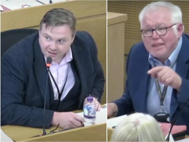 Councillors Glen Bluff and Nigel Ball clashed over a 'fire and hire' motion