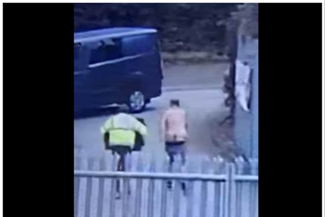 The man was seen exposing his backside to CCTV cameras as he fled a Doncaster garden centre. (Photo: Markham Grange Nursery).