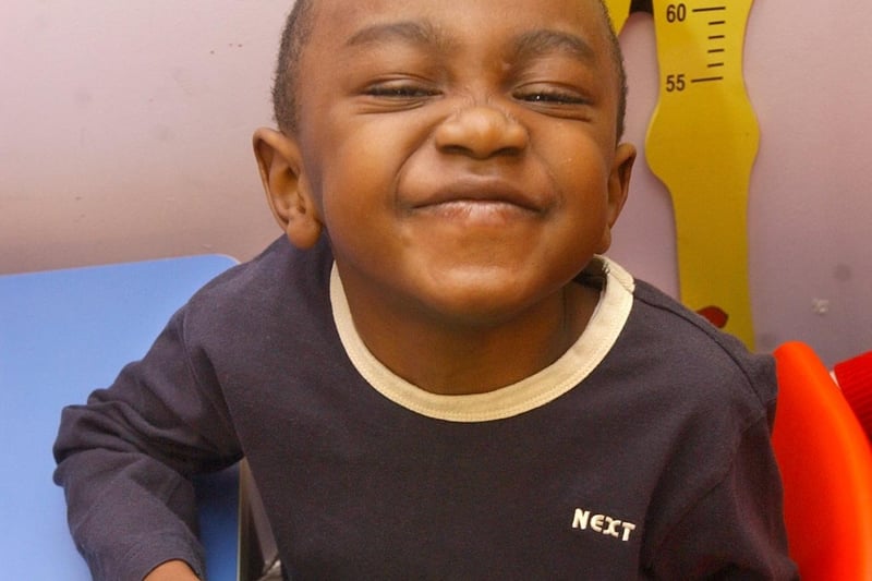 Three-year-old Juvainey Wright also joined in the fun at Little Winns Nursery, clearly enjoying his red nose biscuit!