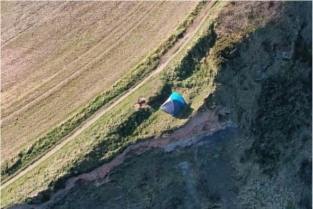 The couple's tent was found perched on a cliff in North Yorkshire. (Photo: HM Coastguard).