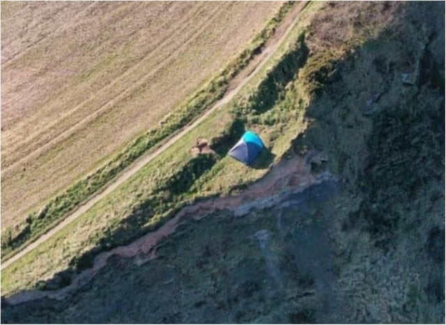 The couple's tent was found perched on a cliff in North Yorkshire. (Photo: HM Coastguard).