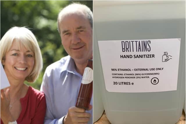 Fiona and John Raper have donated hand sanitiser to DRI.