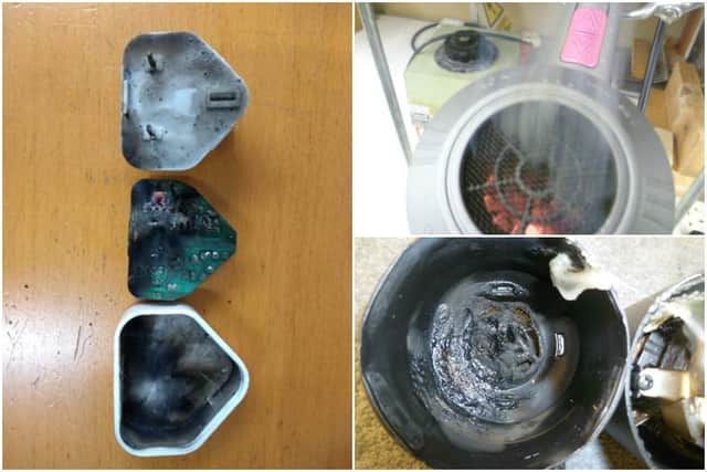 Some of the faulty electrical items the charity tested