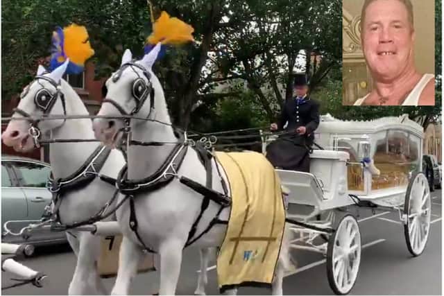 The funeral of Willy Collins (inset) has been taking place in Sheffield this morning.
