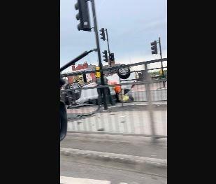 Video: Drama as car flips onto roof in serious Doncaster road smash